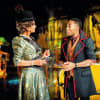 Cathy Tyson (Lady Bracknell) and Fela Lufadeju (John Worthing)