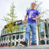 Steve Ball ready to start his walk from Birmingham REP