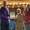 Nottingham Playhouse head of participation Martin Berry with Jane Burd and Lubna al Zain of Nottingham City of Sanctuary