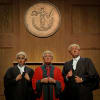 Alex Kapila (defence barrister Victoria Pelham), Karren Winchester (Judge Amanda Livingstone) and Ian Houghton (prosecutor Miles Cavendish)