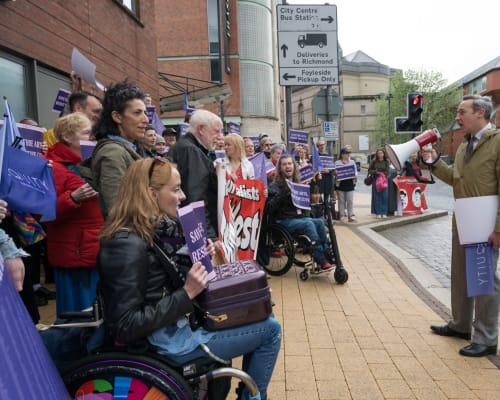 Equity General Secretary Paul W Fleming addresses the rally