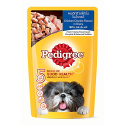 Pedigree เพดดีกรี อาหารเปียก แบบเพ้าช์ สำหรับสุนัข รสไก่ชิ้นในน้ำเกรวี่ 130 g