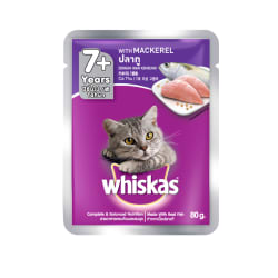 Whiskas วิสกัส อาหารเปียก แบบเพ้าช์ สำหรับแมวสูงวัย รสปลาทู 80 g