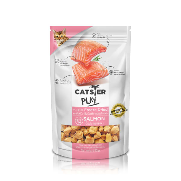 Catster แคทสเตอร์ เพลย์ ขนมฟรีซดราย รสปลาแซลมอน สำหรับแมว 40 g