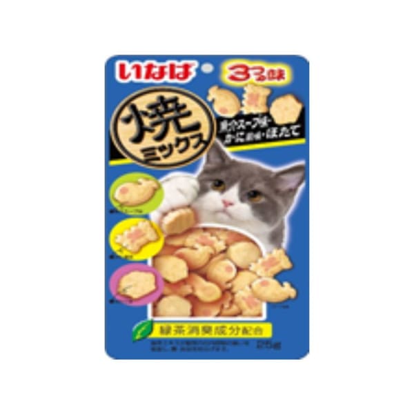 Inaba อินาบะ ซอร์ฟบิต ขนมแมวเม็ดนิ่ม สูตรสันในไก่ผสมปลาโอแห้ง รสซีฟู้ดและปู  31 g