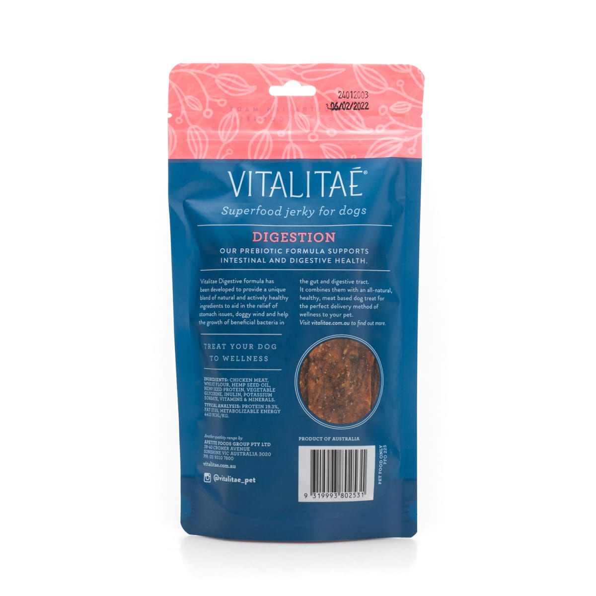 Vitalitae วิตาลิตี้ ขนมวิตามินสัตว์เลี้ยงสำหรับปรับสมดุลการย่อยอาหาร สำหรับสุนัข 150 g