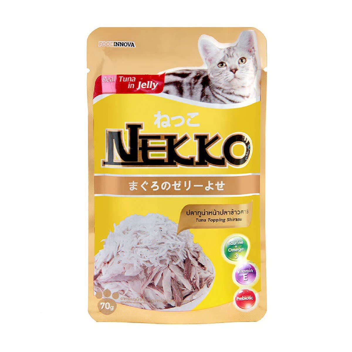 Nekko เน็กโกะ รสปลาทูน่าหน้าปลาข้าวสารในเยลลี่ สำหรับแมว 70 g