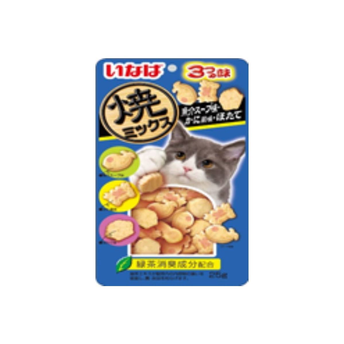Inaba อินาบะ ซอร์ฟบิต ขนมแมวเม็ดนิ่ม สูตรสันในไก่ผสมปลาโอแห้ง รสซีฟู้ดและปู  31 g