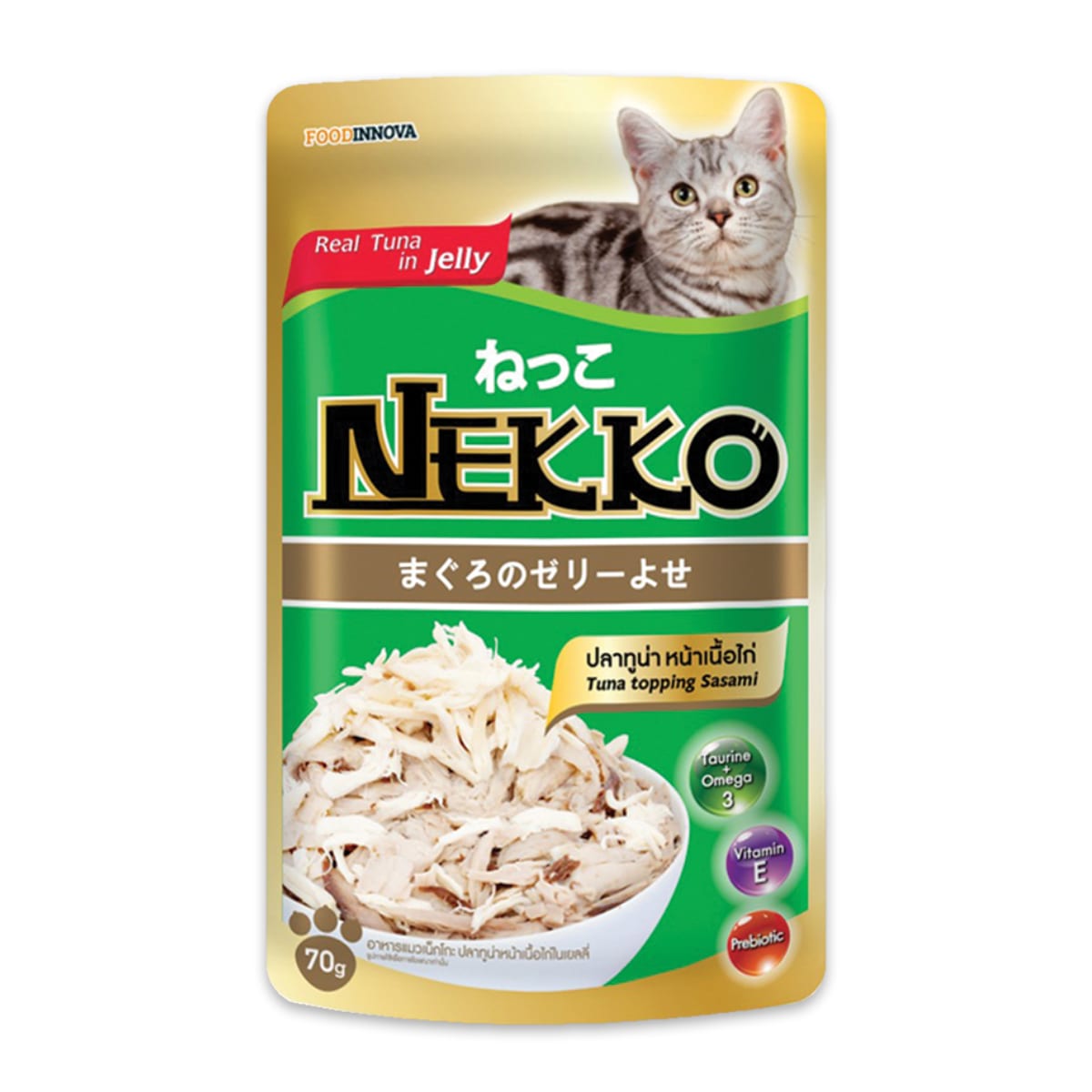 Nekko เน็กโกะ อาหารเปียก สำหรับแมว รสปลาทูน่าในเจลลี่เนื้อไก่ 70 G