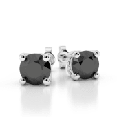 0.50 ct. t.w. Black-AAA Round Cut Black Diamond Stud Earrings