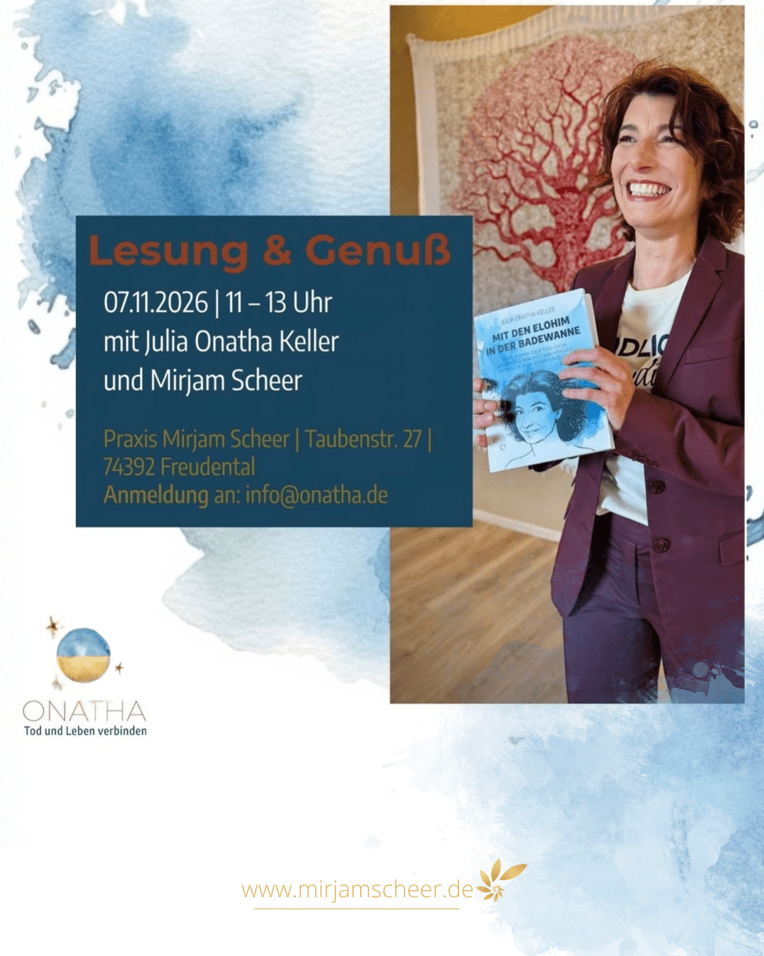 Julia Onatha Keller mit ihrem Buch „Mit den Elohim in der Badewanne“