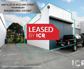Factory, Warehouse & Industrial commercial property leased at Unit 4/53-55 McClure Street Thornbury VIC 3071