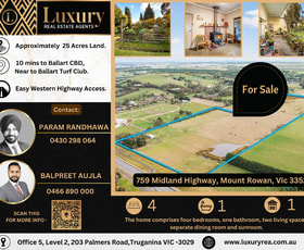Rural / Farming commercial property sold at 759 Midland Highway Mount Rowan VIC 3352