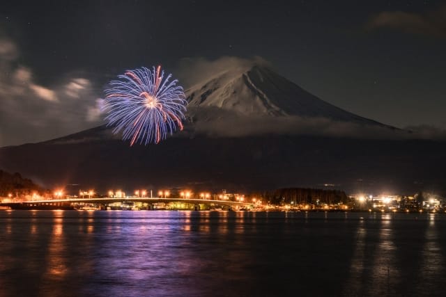 Lake Kawaguchiko Winter Fireworks