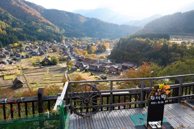10:30AM: Looking down at the entire Shirakawa-go from the observation deck