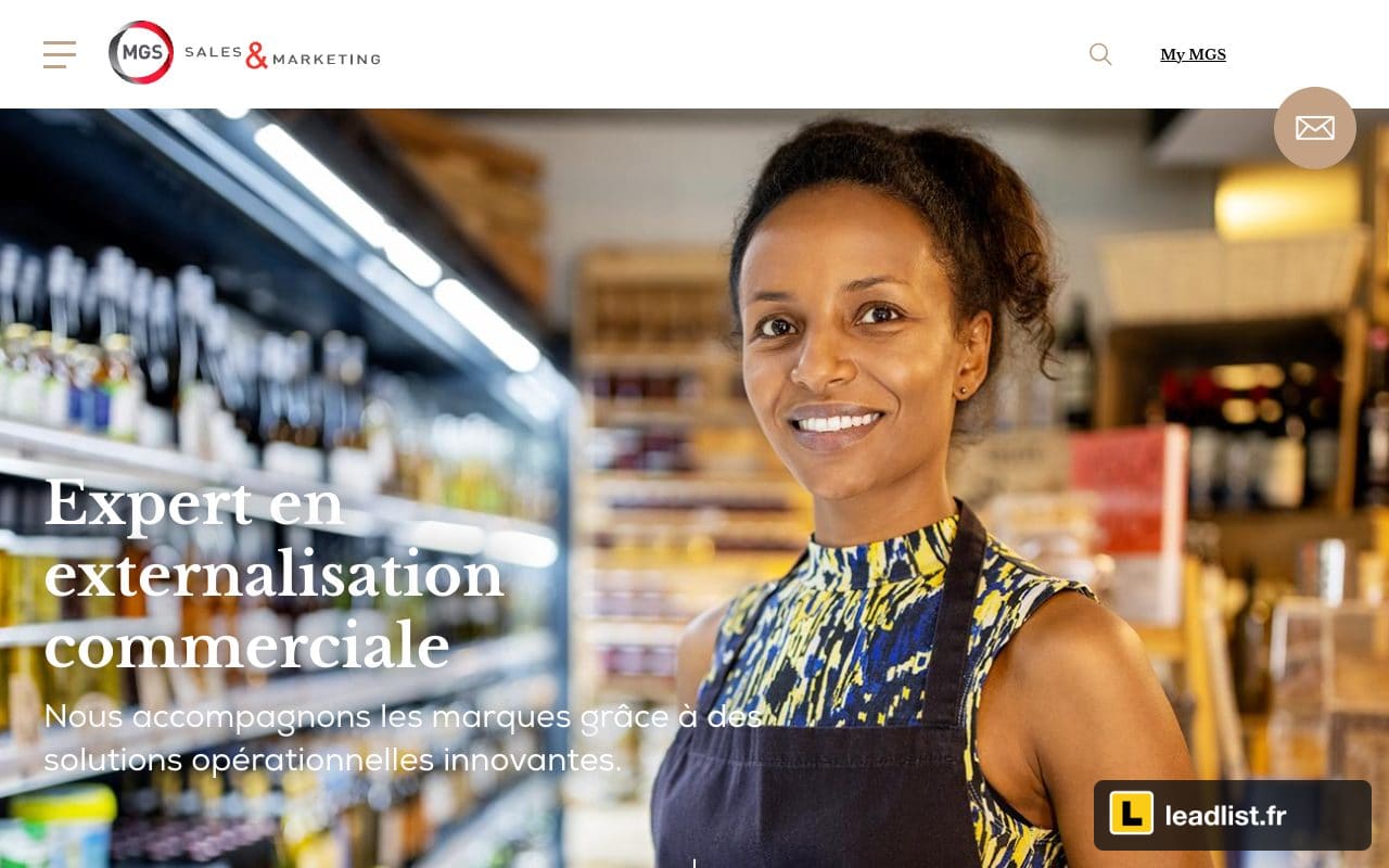 Page d'accueil du site de MGS Sales & Marketing