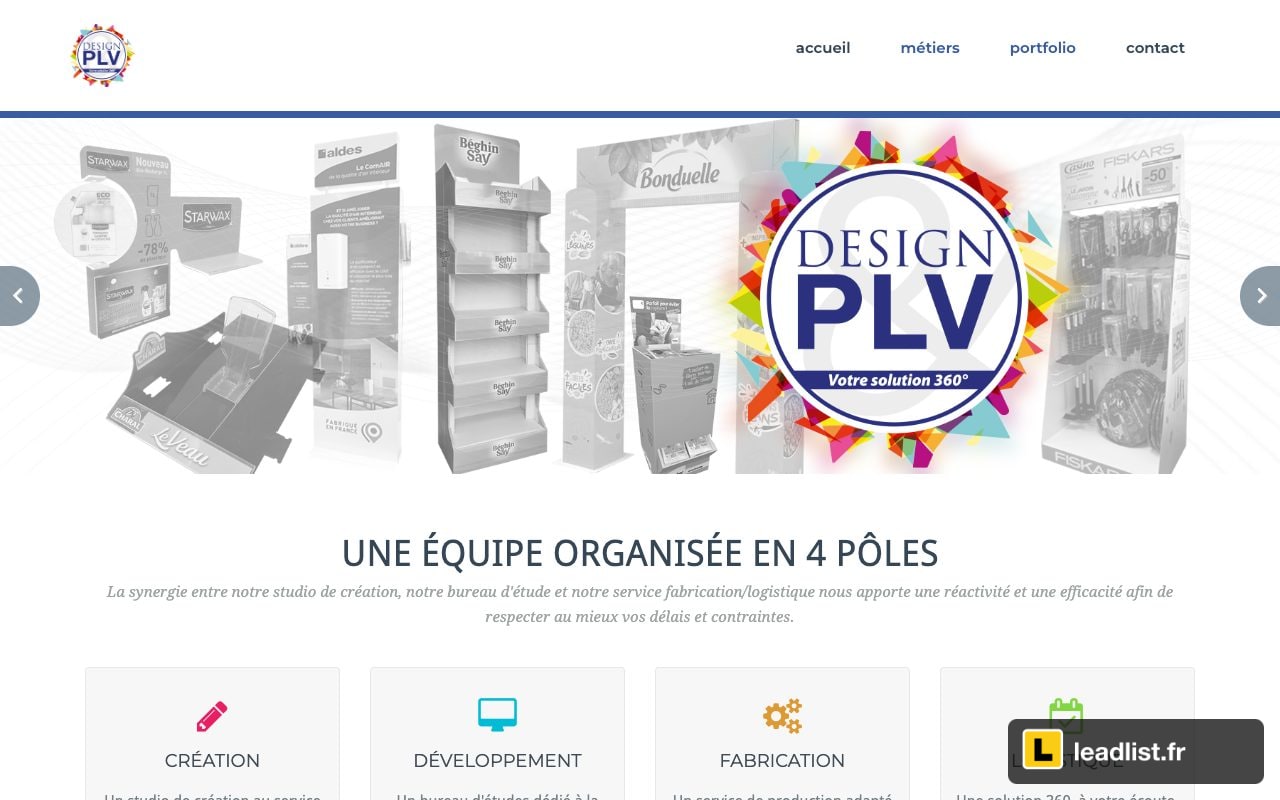 Page d'accueil du site de Design & PLV