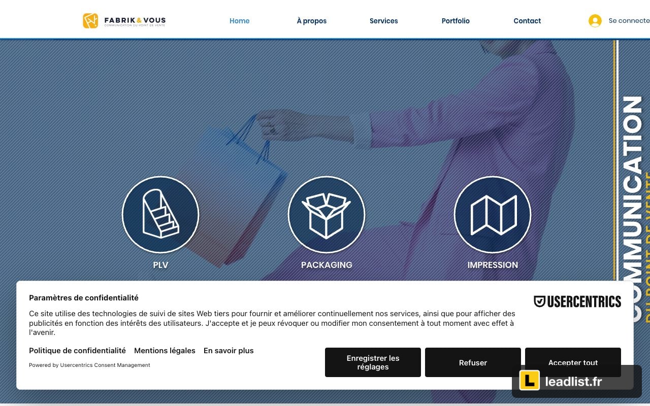 Page d'accueil du site de Fabrik & Vous