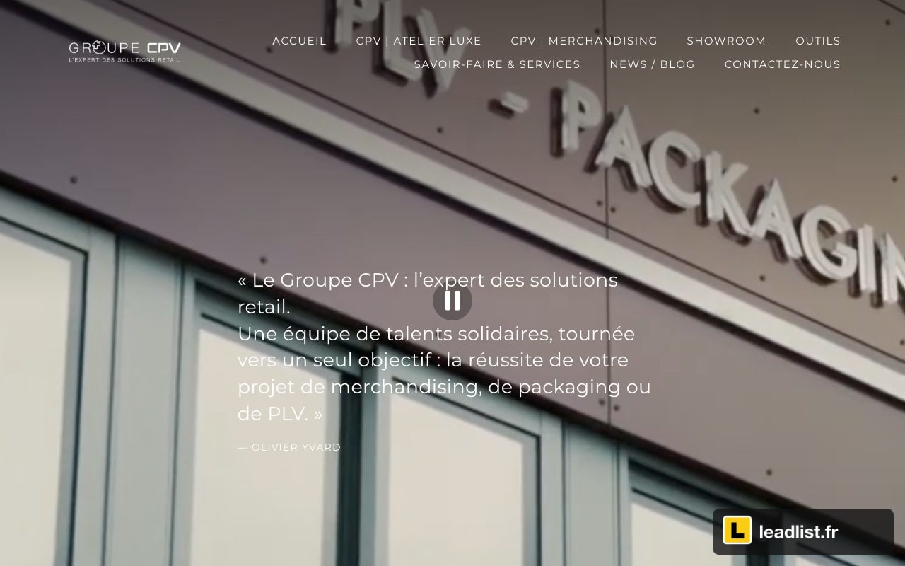Page d'accueil du site de Groupe CPV