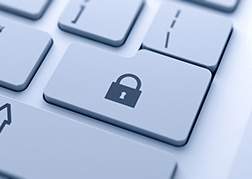 Keyboard with a padlock symbol for security