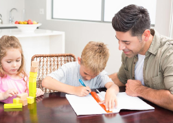 Man teaching children