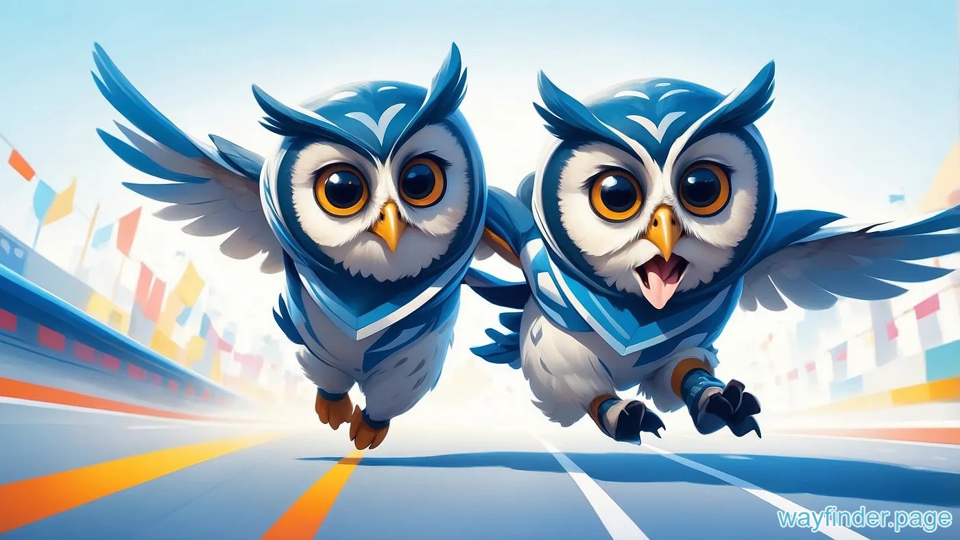 Leonardo.Ai | An owl crossing a racing finish line.
