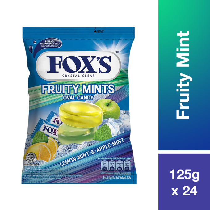 FOXS CANDY FRUITY MINTS PACKET 125G