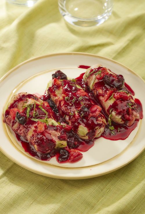 Cherry Glazed Pork Golabki (Stuffed Cabbage Rolls)