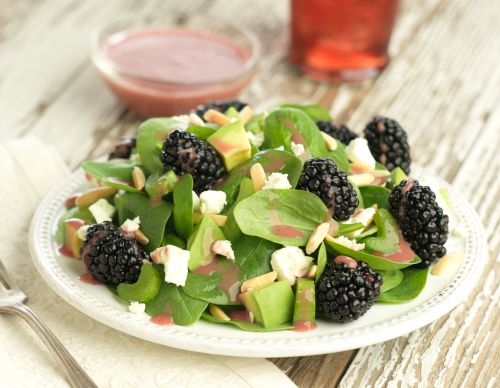 Blackberry Salad with Greens and Feta Cheese