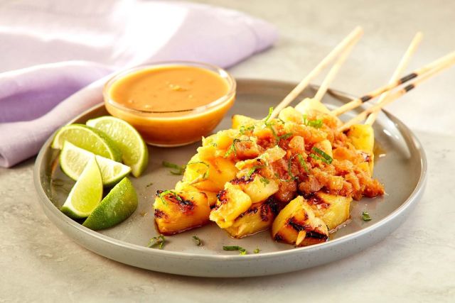 Grilled Pineapple Skewers with a Spicy Coconut Rum Glaze