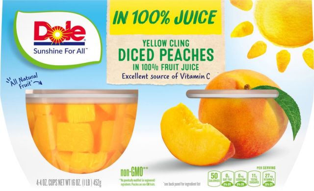 DOLE Diced Peaches in Juice 6/4pk/4oz 