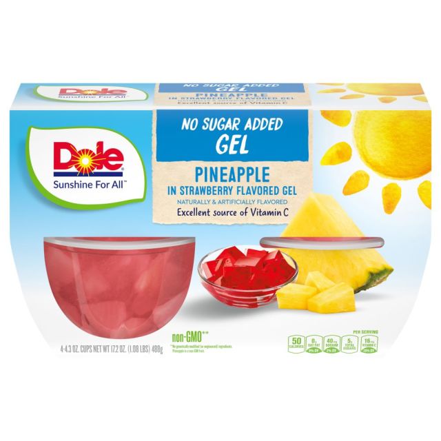 DOLE Pineapple in Sugar Free Strawberry Gel 6/4pk/4.3oz 