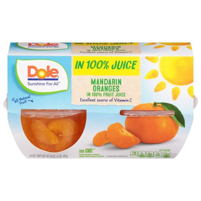 DOLE Mandarins in Juice 6/4pk/4oz 