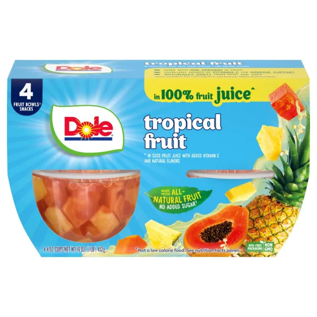 Dole  Fruit Bowls Tropical Fruit in  100% Juice - 4 oz