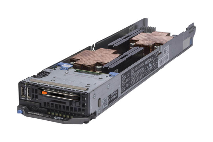 Angled view of Dell PowerEdge FC430 with 1 x 800GB uSATA Solid-State Drives