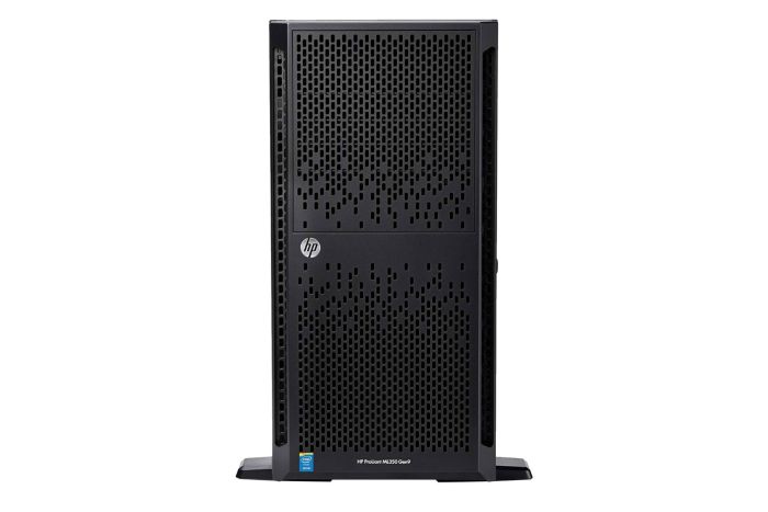 Front view of HP Proliant ML350 Gen9 with 8 x 600GB SAS 10k 2.5" HDDs