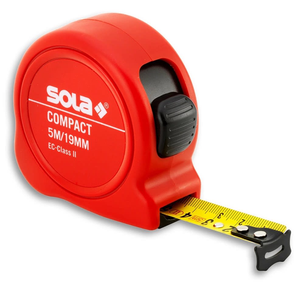 Ролетка SOLA Compact, 3м, противоударна, автоматично прибиране на лентата, бутон за застопоряване