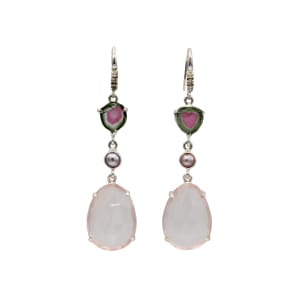 Thelena Hook Earrings – Tourmaline, Pearl And Rose Quartz