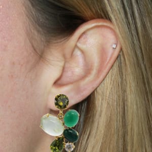 Phyona Post Earrings – Moonstone, Peridot, Malakite, Green Agate,