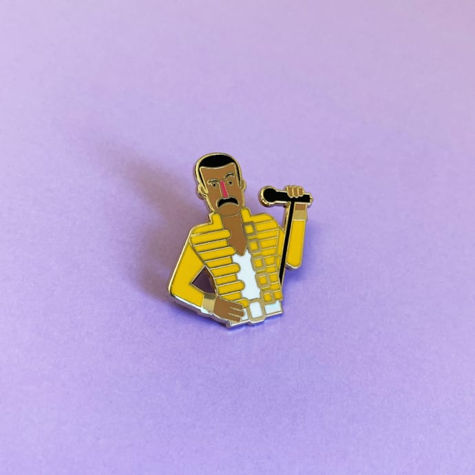 Gold Enamel Freddie Mercury Pin: Freddie Mercury Enamel Pin I Collectable London Souvenir