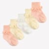 Frilly Non-Slip Stay-on Baby and Toddler Socks - 5 Pack in Peaches 'n' Cream, White & Lemon Drop