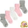 Non-Slip Stay on Baby and Toddler Socks - 5 Pack in Fairy Tale Pink, Grey and marshmallow White