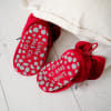 Crimson Red Velvet - Stay-on, Non-Slip Booties - Cosy Pram Slipper or Baby Carrier bootie