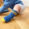 OUTLET - Non-Slip Stay-on Baby & Toddler Organic Quarter Crew Sporty Socks - 3 Pack - Blues
