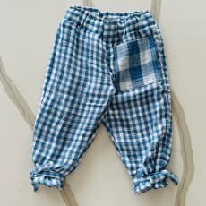 Blue Gingham Check The Beau Gingham Baby Joggers