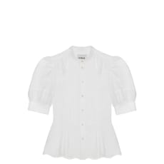 Joni Puff Sleeve Blouse, White Cotton Bamboo