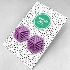 Terracotta Hexagon Stripe Studs: Striking and stylish hexagonal design 3D printed in lightweight resin.