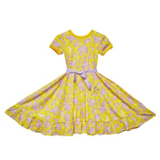 Keltainen Twirly Dress (Dress only) - Lilac Flowers, Unicorn Powers: Organic Cotton Twirly Dress