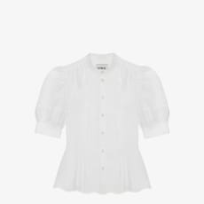 Joni Puff Sleeve Blouse, White Cotton Bamboo