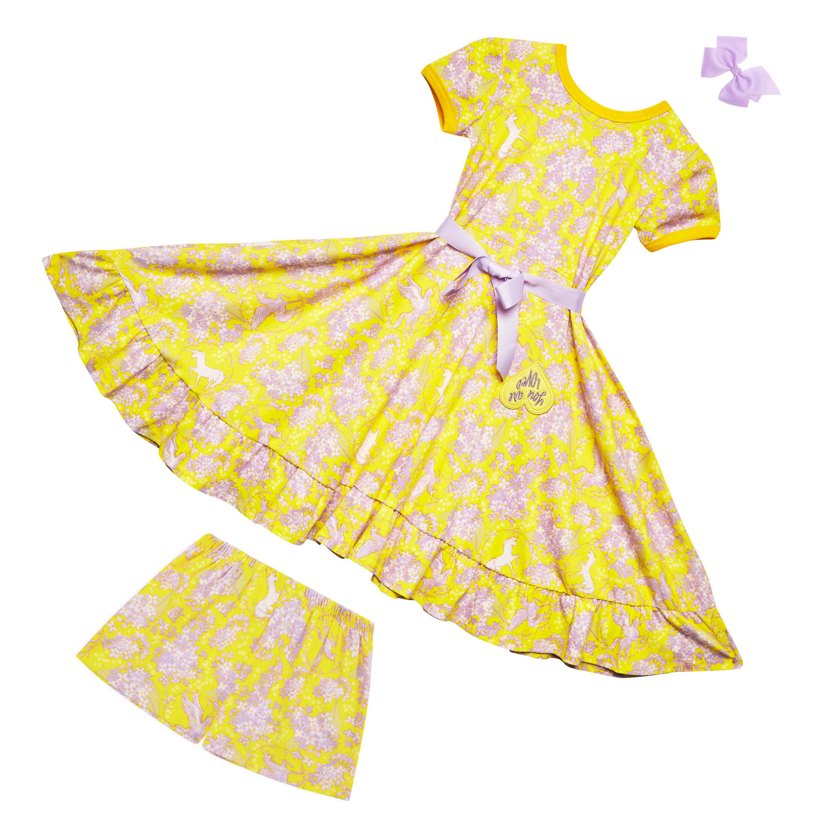 Twirly Dress Set -  Lilac Flowers, Unicorn Powers